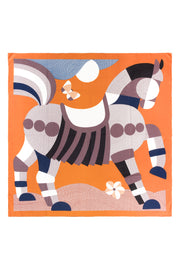 Camel Beyaz Linda Kaşmir Desenli Kare Eşarp 140x140 cm