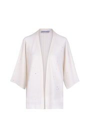 Ekru Kostir Saf Kaşmir Derin V Yaka Triko Hırka