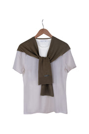 Haki Lilly Saf Kaşmir Kazak Atkı