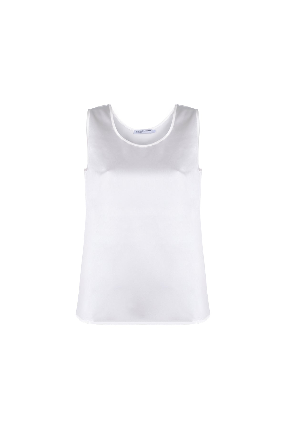 Beyaz Toscana İpek Yuvarlak Yaka Bluz