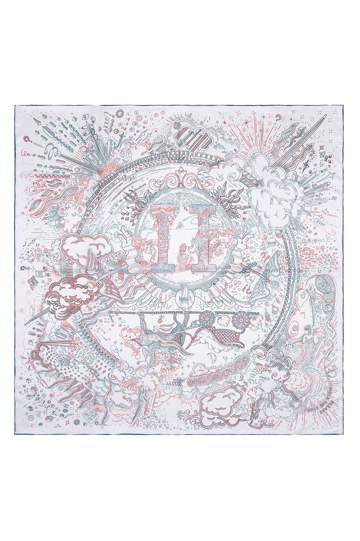 Yeşil Beyaz Lara Saf İpek Baskılı Eşarp 90x90 cm