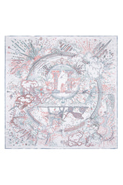 Yeşil Beyaz Lara Saf İpek Baskılı Eşarp 90x90 cm