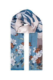 Açık Bej Luciana İpek Desenli Fular 55x170 cm