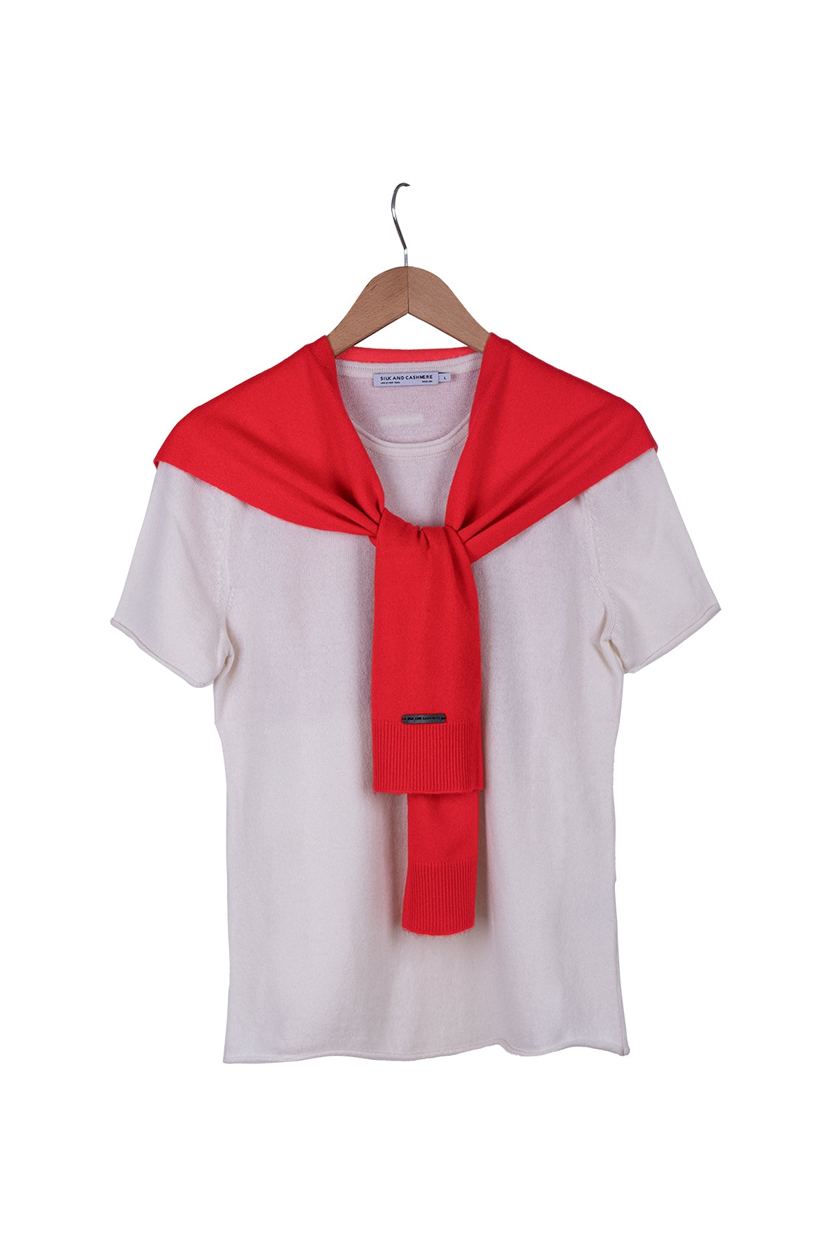 Kırmızı Lilly Saf Kaşmir Kazak Atkı