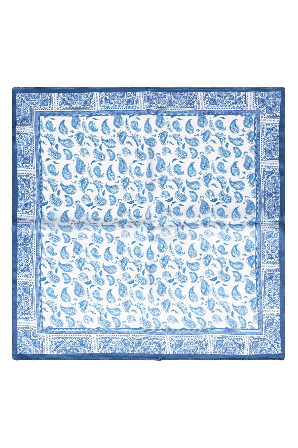 Mavi Beyaz Laila Saf İpek Kare Eşarp 50x50 cm