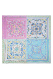 Renkli Jas ipekli Desenli Kare Kare Şal Pareo 140x140 cm