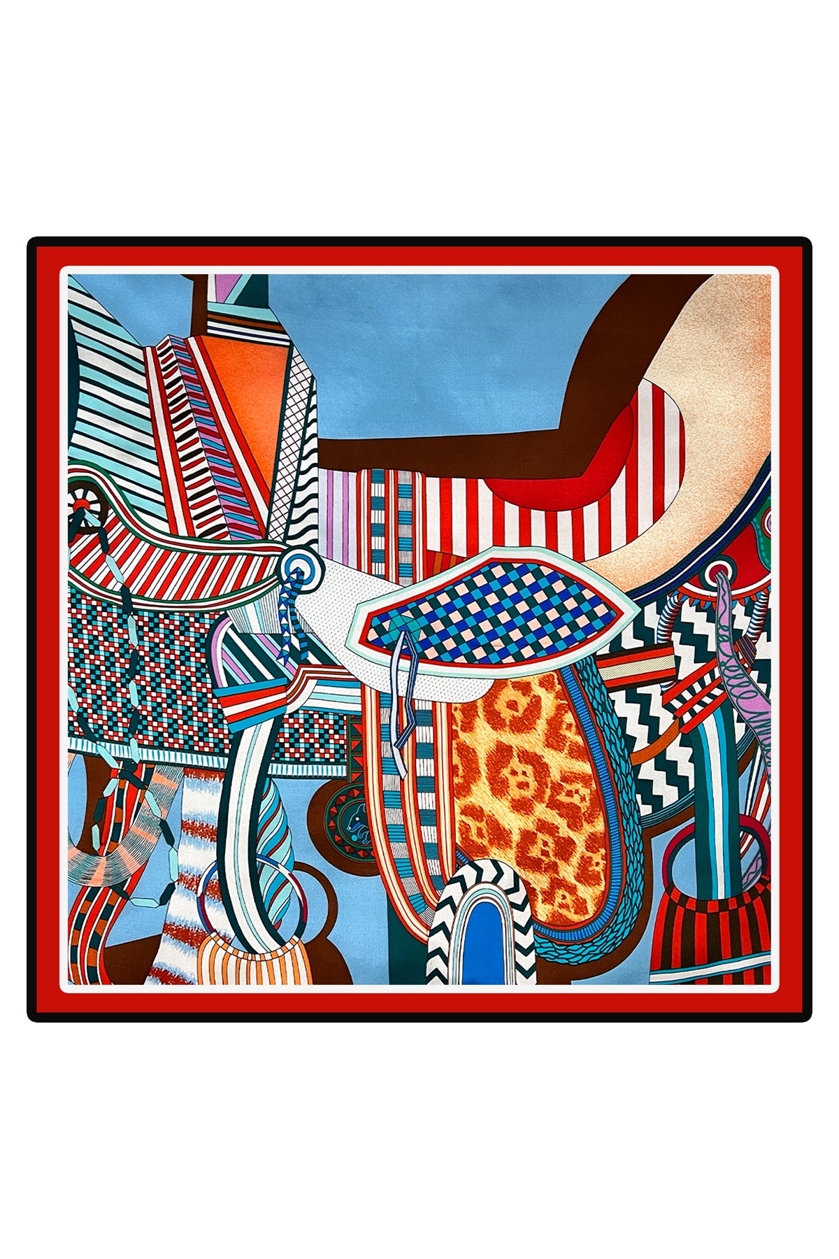 Turkuaz Laila Saf İpek Roma Küçük Eşarp 50x50 cm