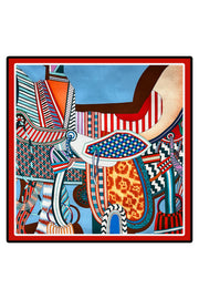 Turkuaz Laila Saf İpek Roma Küçük Eşarp 50x50 cm