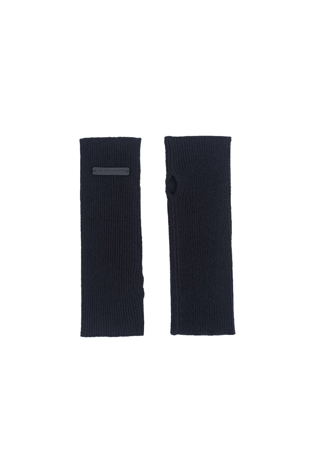 Siyah Stockholm Saf Kaşmir Parmaksız Eldiven