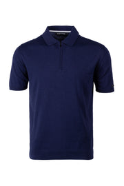 Lacivert Quentin İpek ve Pamuk Kısa Kol Erkek Polo