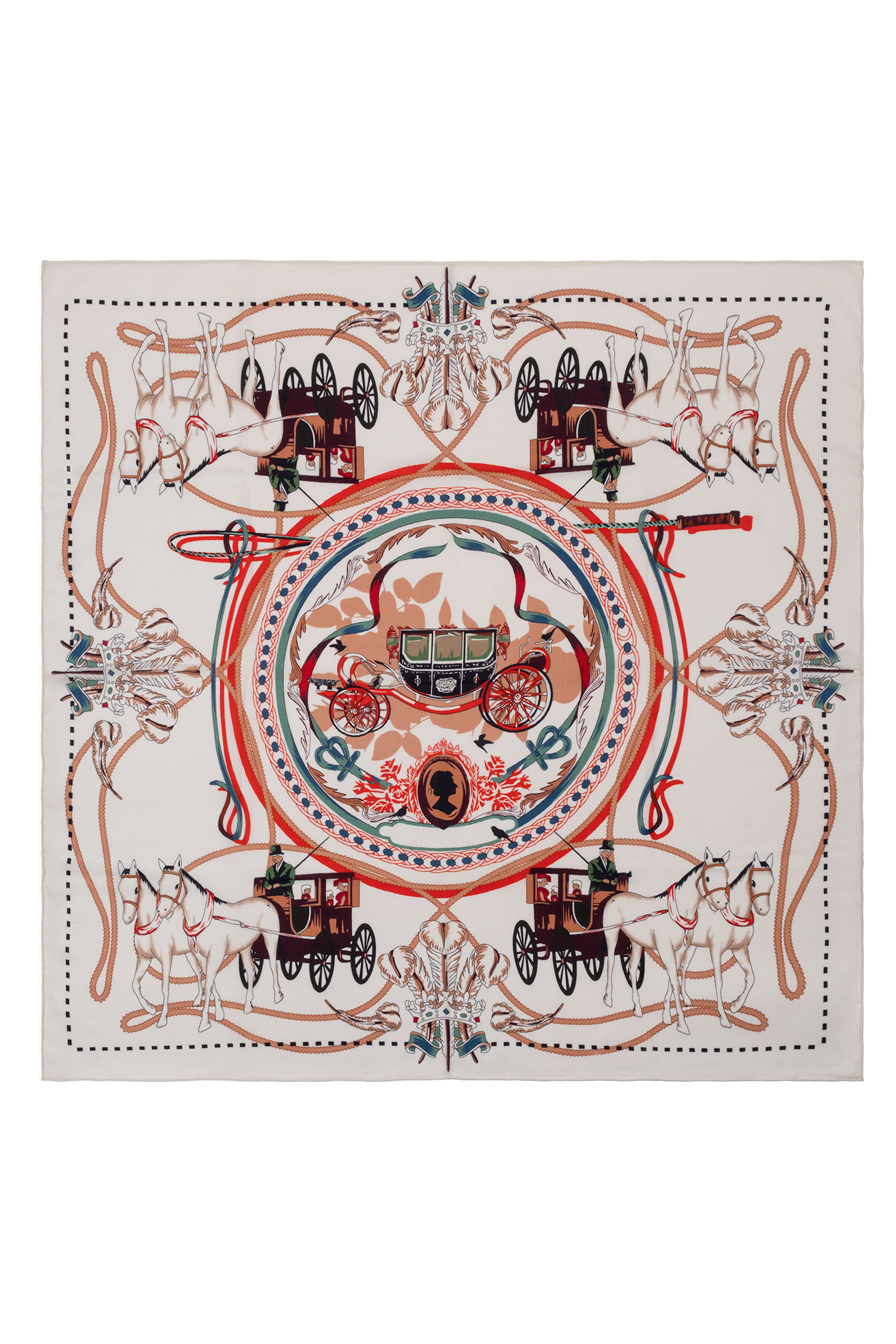 Ekru Linda Kaşmir Desenli Kare Eşarp 140x140  cm