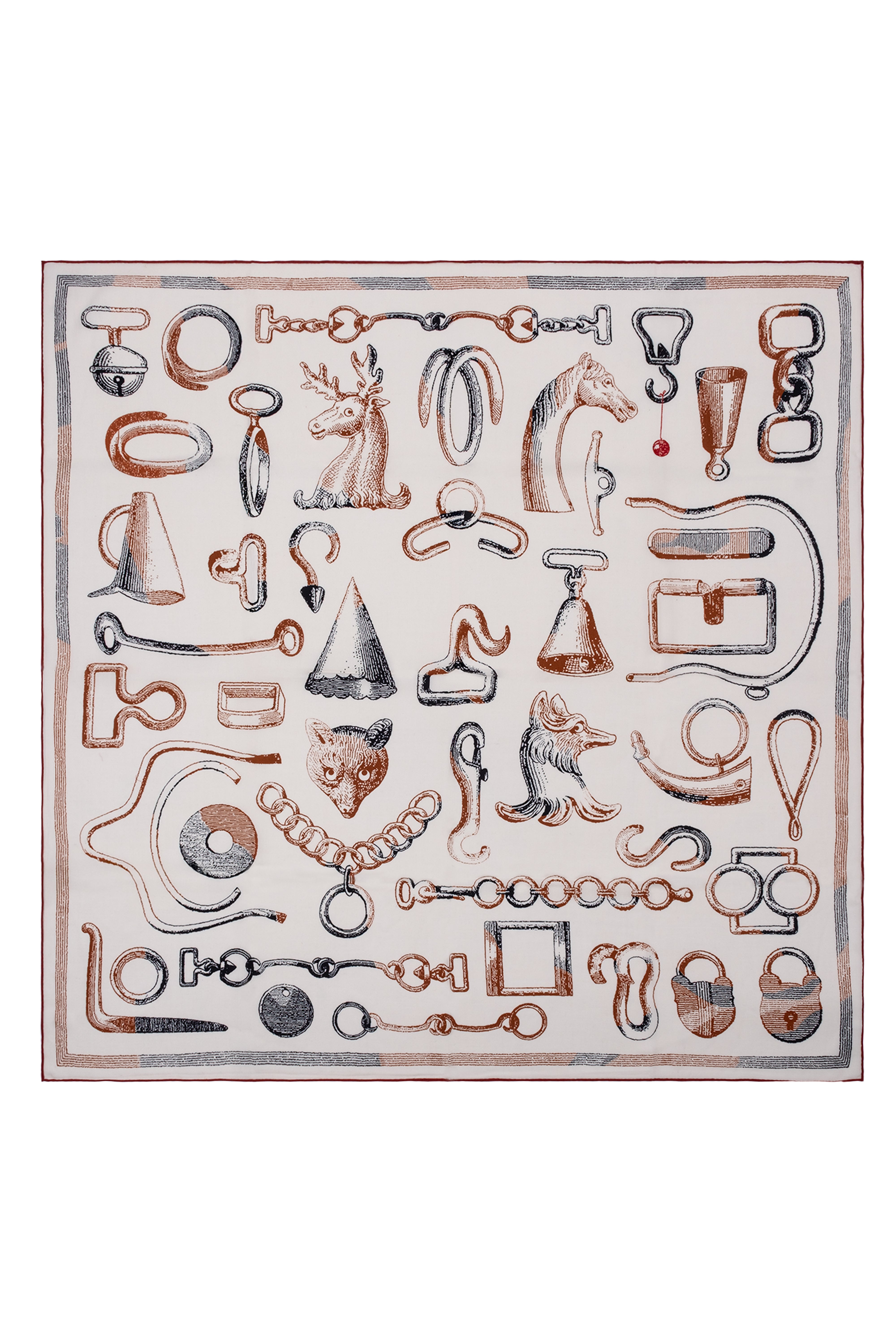 Kiremit Linda Kaşmir Desenli Kare Eşarp 140x140  cm