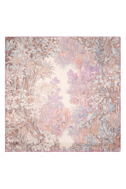 Fuşya Linda Saf Kaşmir Baskılı Eşarp 140x 140 cm