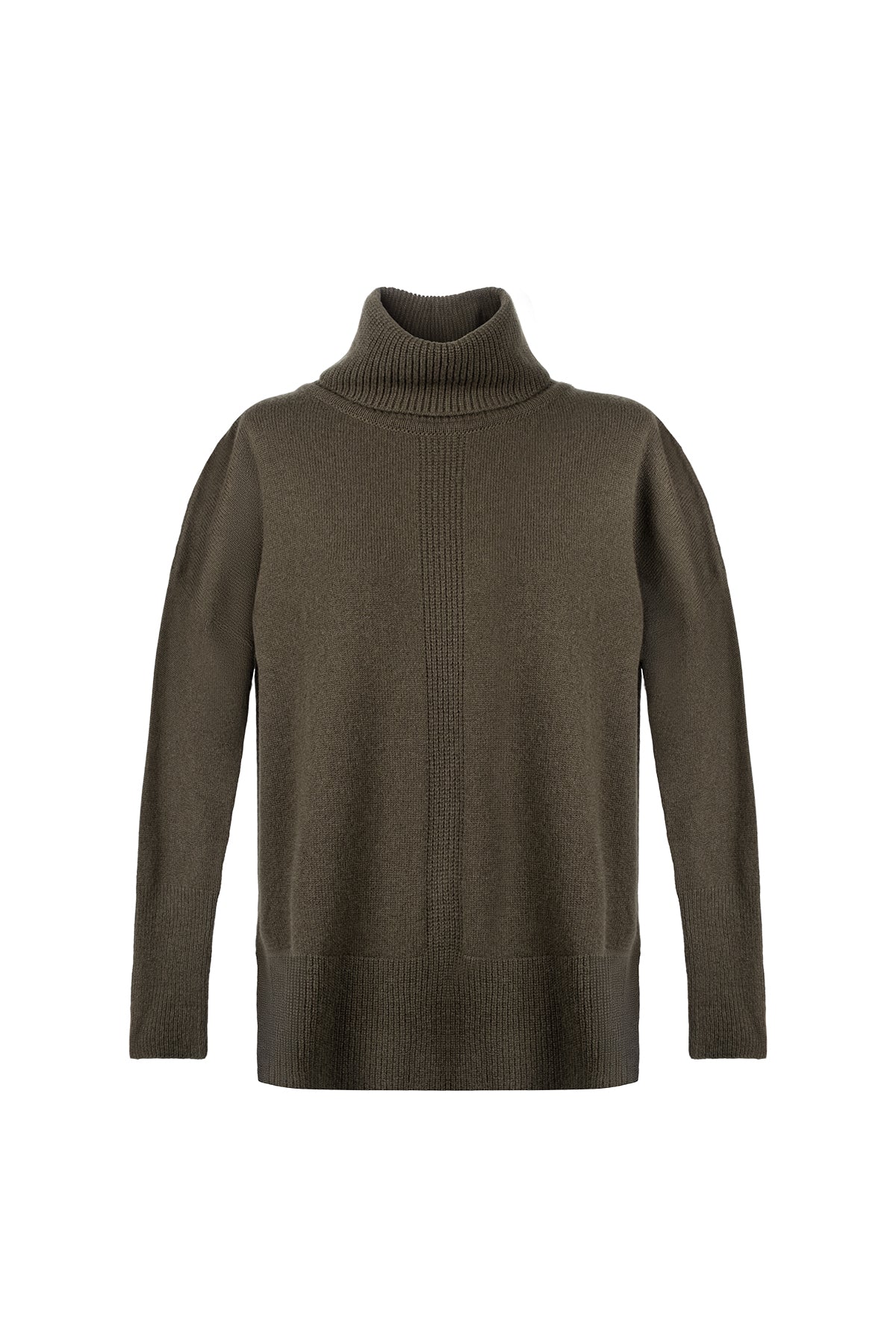 Koyu Haki Isabella Saf Kaşmir Balıkçı Yaka T Kol Kazak