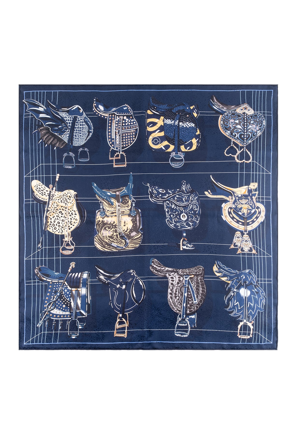 Lacivert Lena Saf İpek Eşarp 70x70 cm