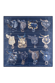 Lacivert Lena Saf İpek Eşarp 70x70 cm