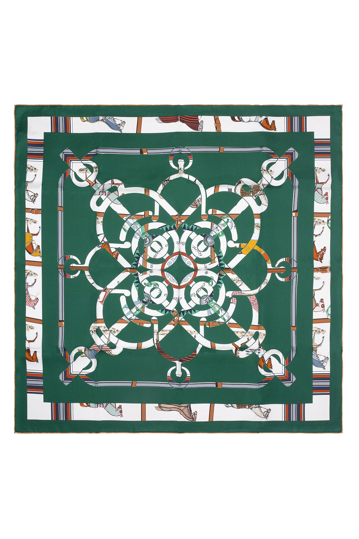 Koyu Yeşil Lara Saf İpek Baskılı Eşarp 90x90 cm