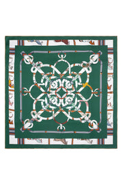 Koyu Yeşil Lara Saf İpek Baskılı Eşarp 90x90 cm