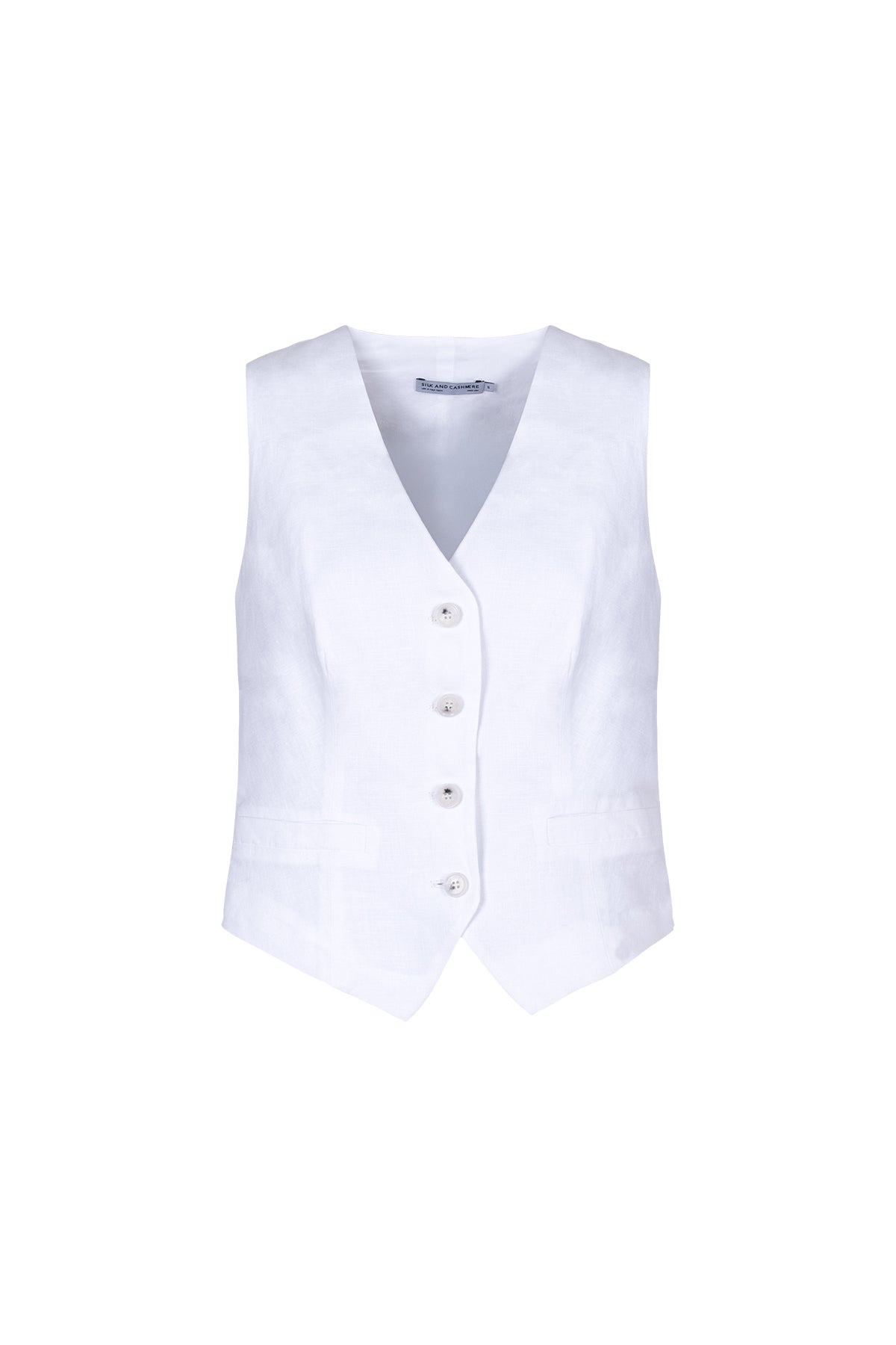 Beyaz Kate Keten Yelek