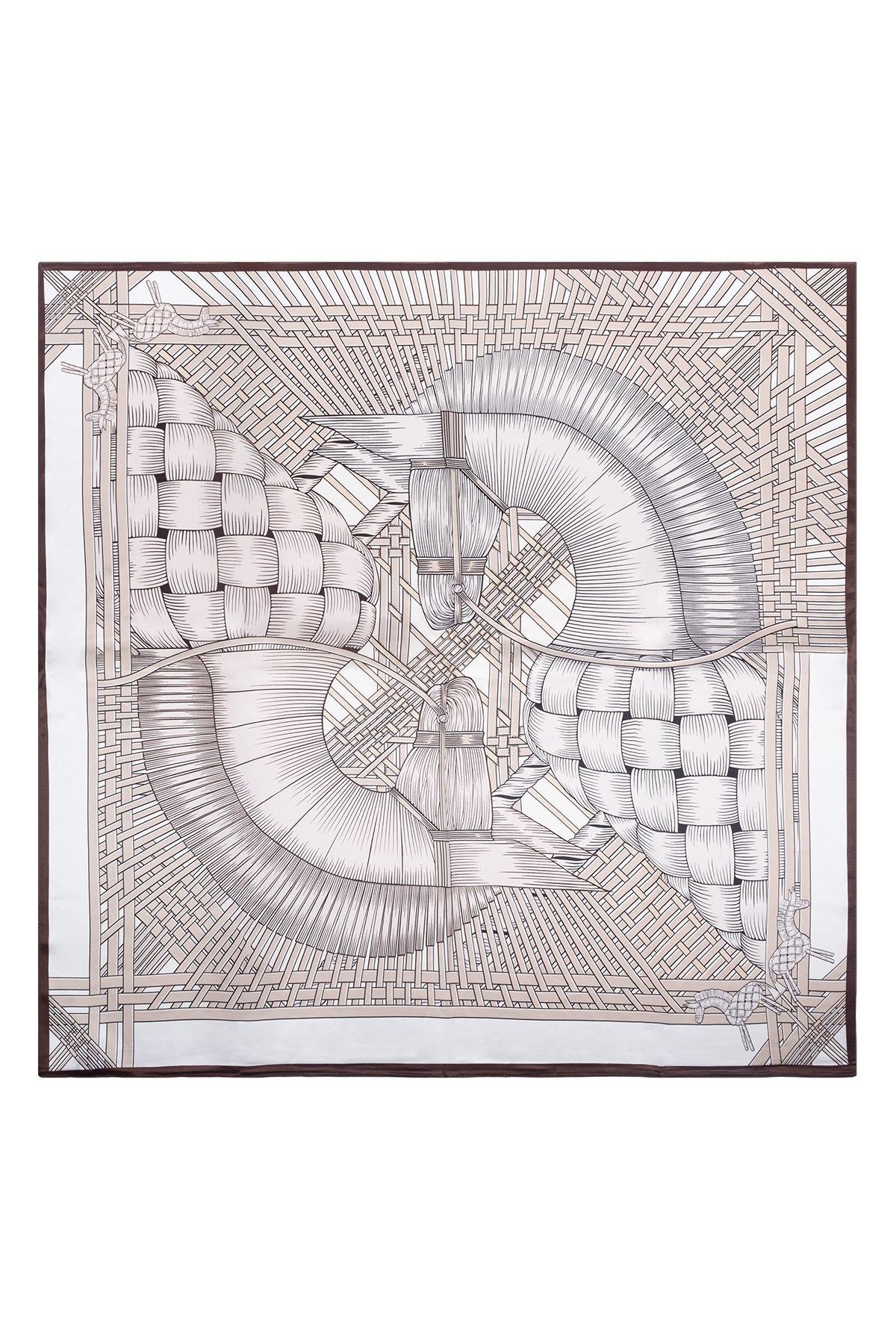 Bej Lara Saf İpek Baskılı Eşarp 90x90 cm