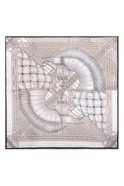 Bej Lara Saf İpek Baskılı Eşarp 90x90 cm