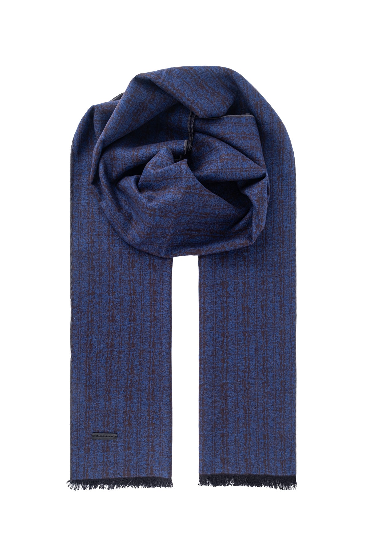 Mavi Lotus Saf İpek Desenli Atkı 30*177 cm