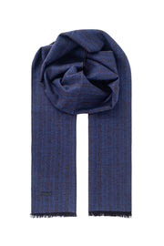 Mavi Lotus Saf İpek Desenli Atkı 30*177 cm