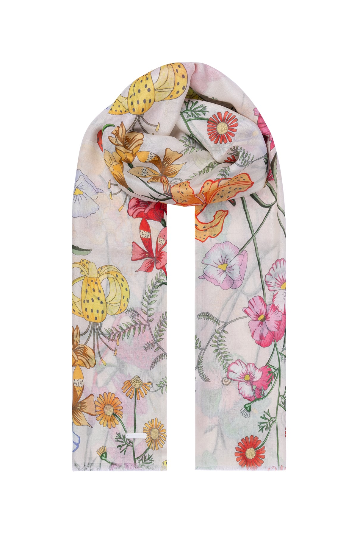 Renkli Jas İpekli Renkli Desenli Şal 70x180