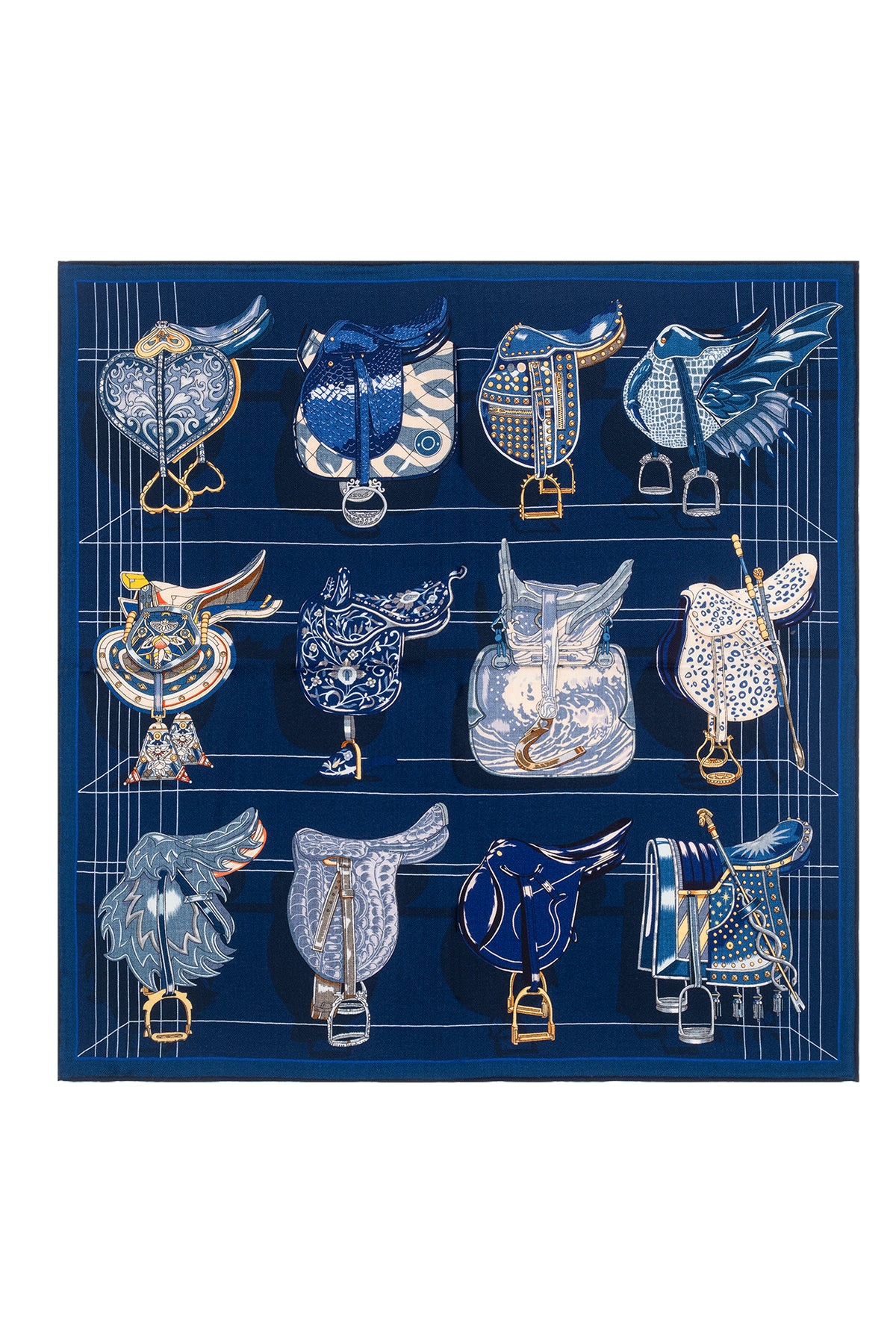 Lacivert Lea Saf Kaşmir Baskılı Eşarp 70x 70 cm