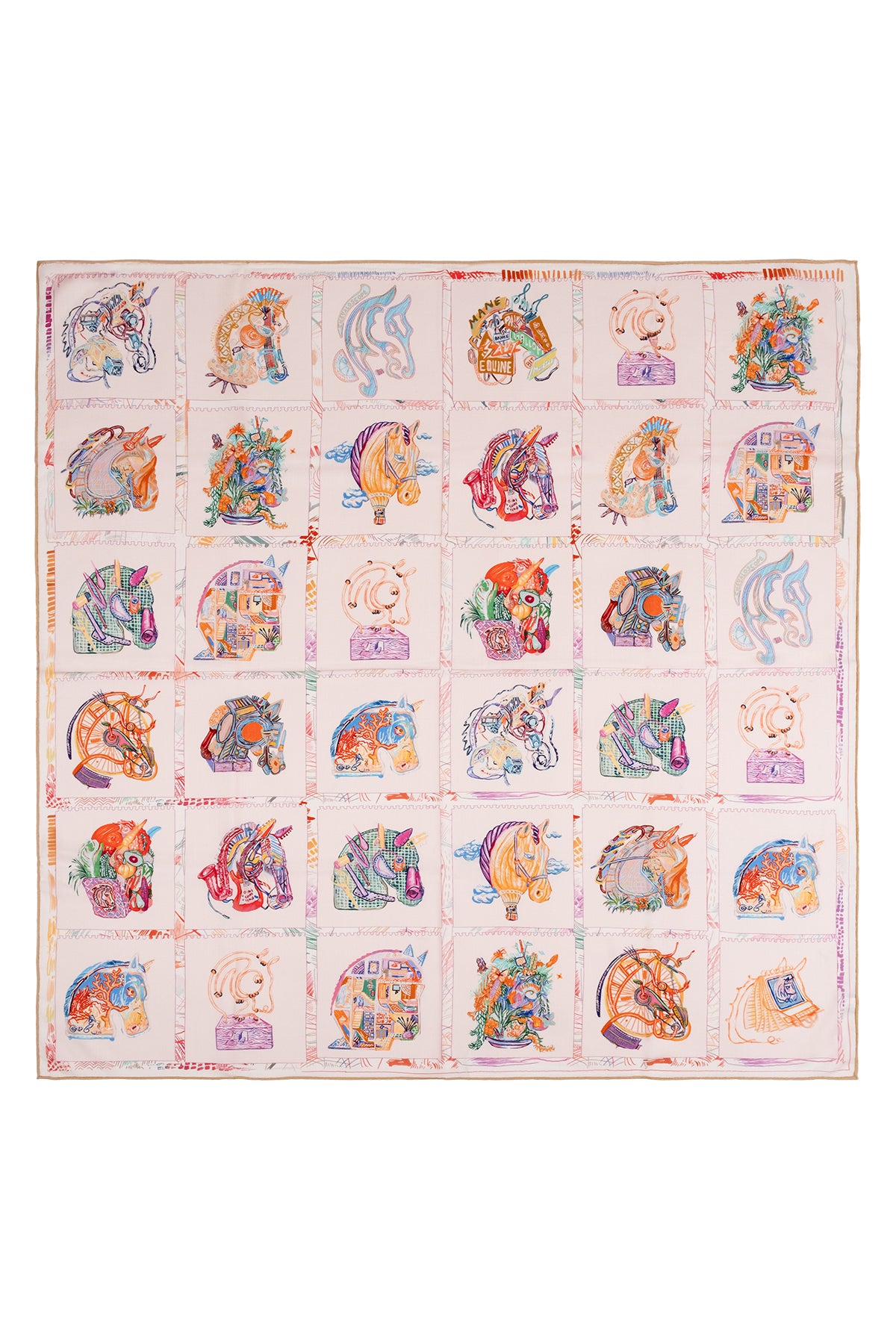 Pembe Linda Kaşmir Desenli Kare Eşarp 140x140 cm