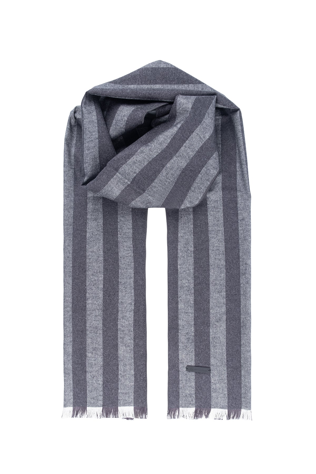 Açık Gri Lotus Saf İpek Desenli Atkı 30*177+2cm