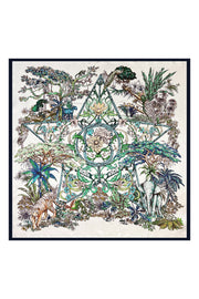 Ekru Lena Saf İpek Roma Çift Taraflı Eşarp 70x70