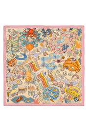 Pembe Lea Kaşmir Desenli Kare Eşarp 70x70 cm