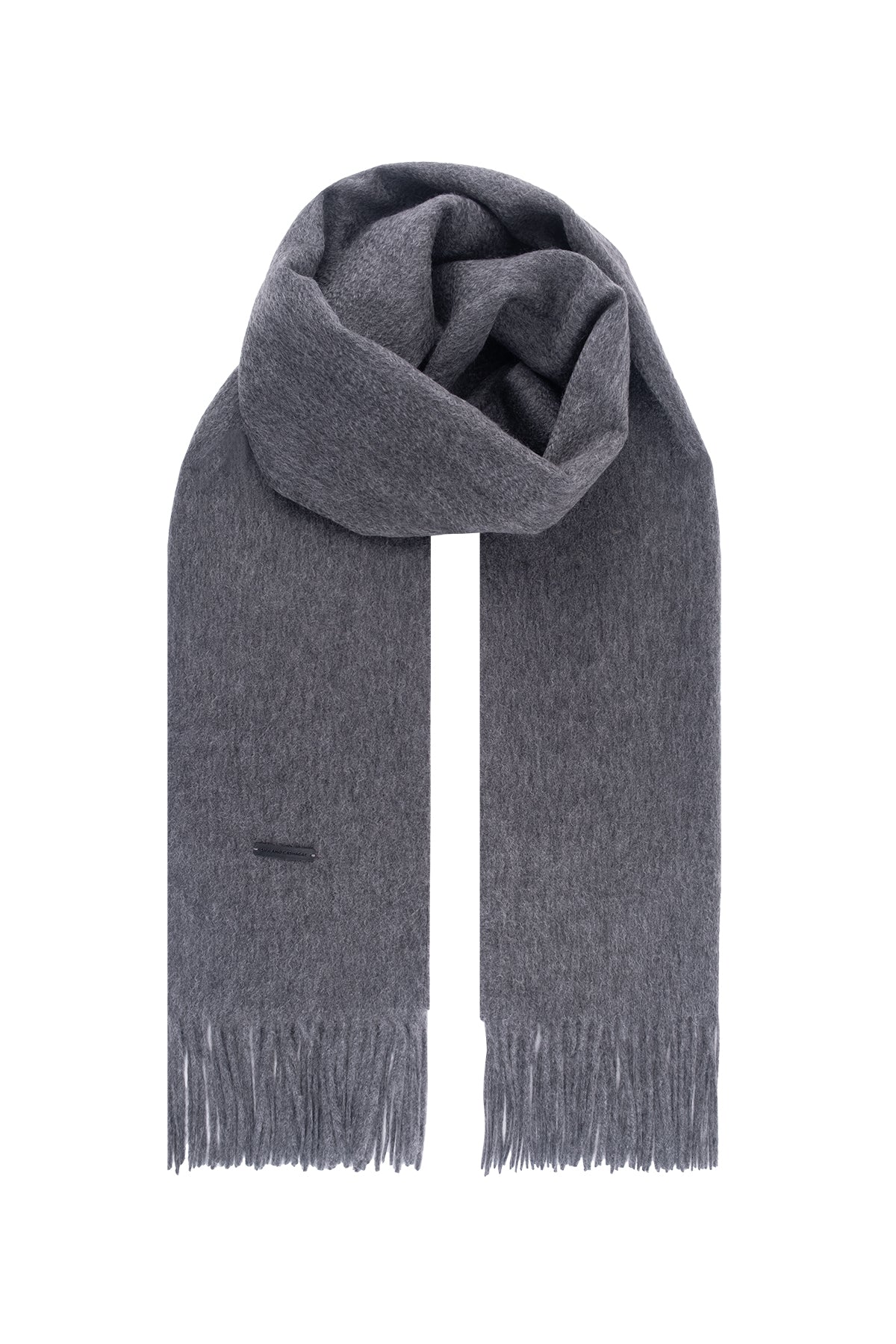 Orta Gri Melanj Rose Saf Kaşmir Şal 180x60 cm