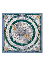 Kahve Mavi Linda Kaşmir Desenli Kare Eşarp 140x140  cm