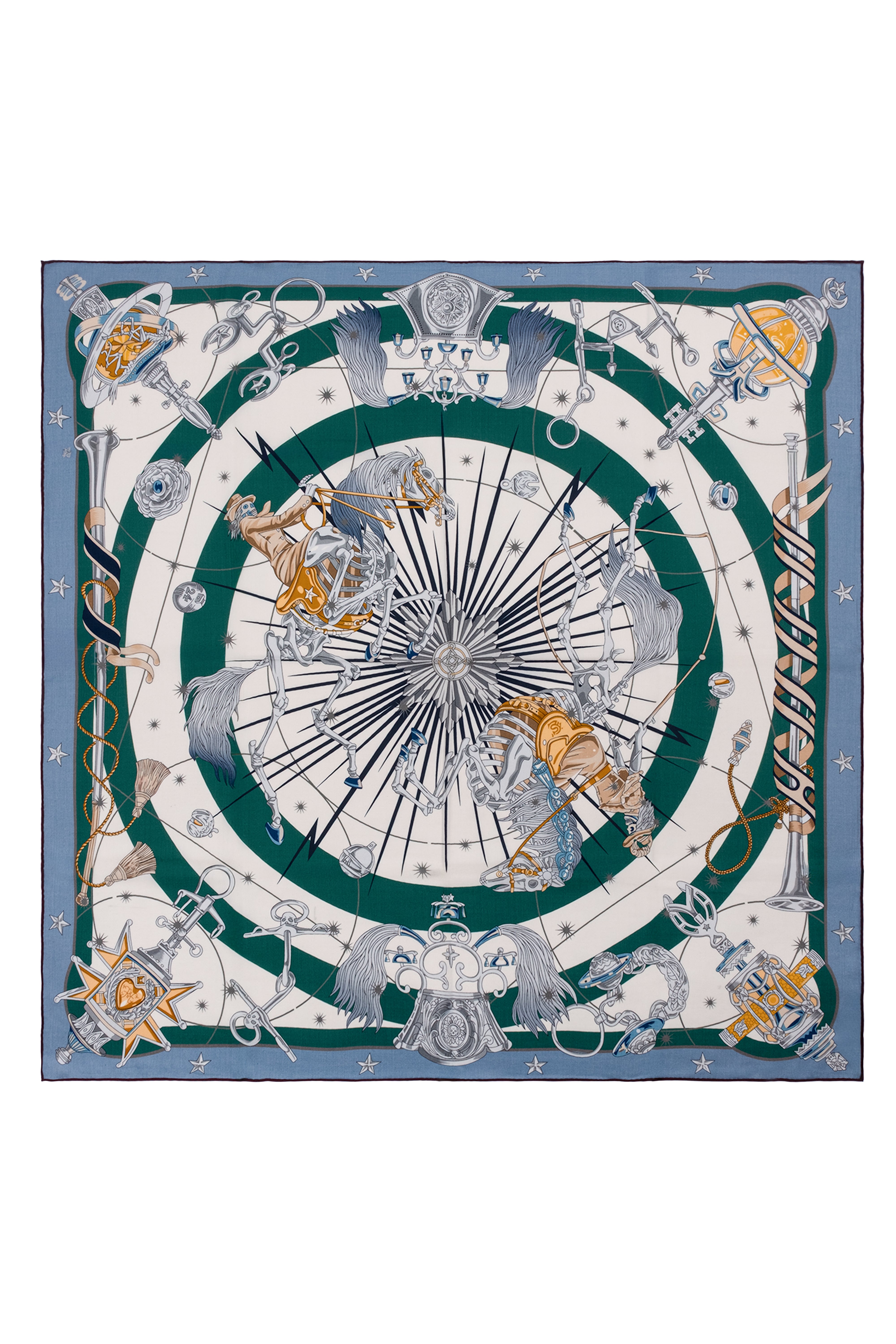 Kahve Mavi Linda Kaşmir Desenli Kare Eşarp 140x140  cm