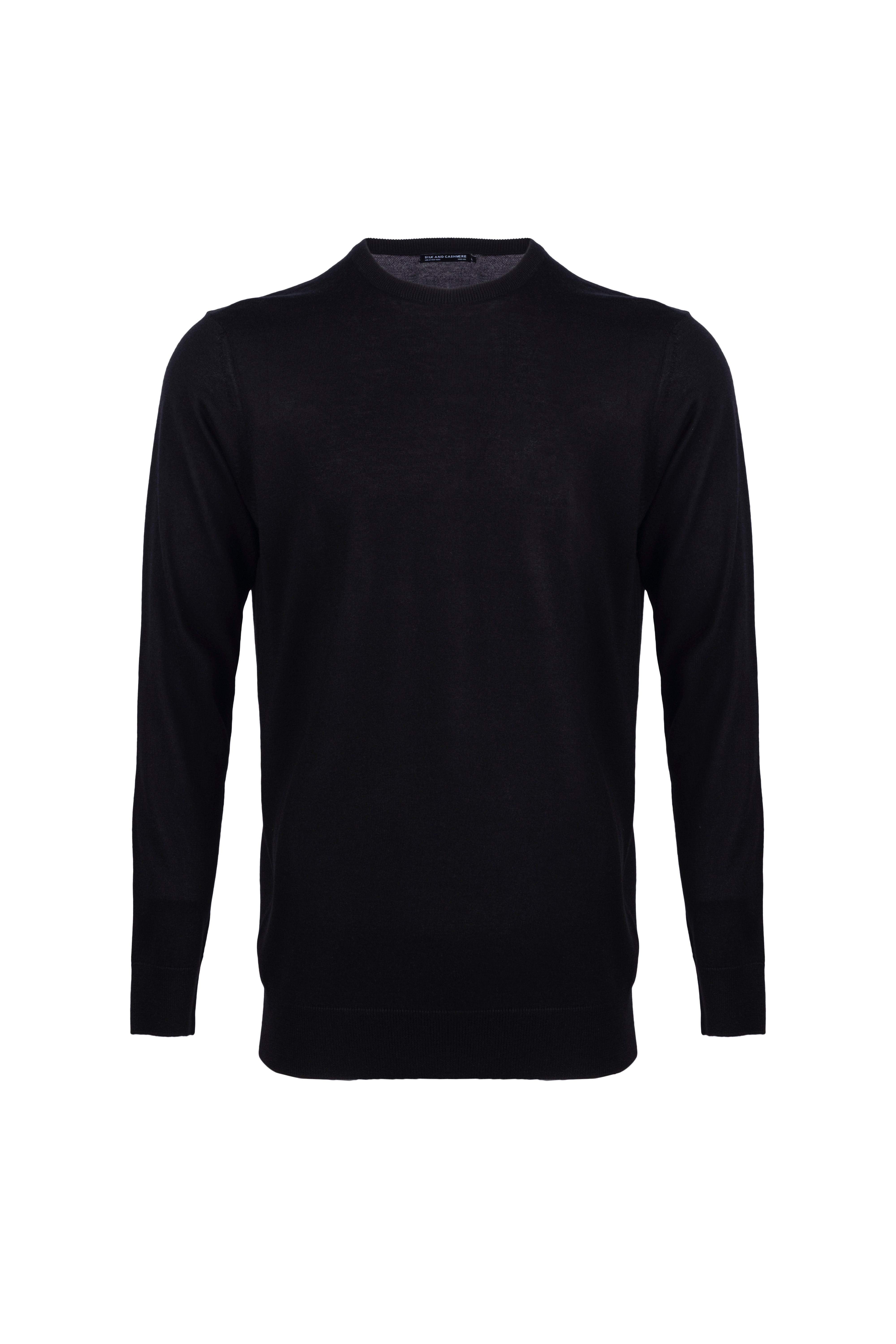 Siyah Paul İpek Kaşmir Yuvarlak Yaka Triko