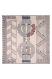 Beyaz Siyah Linda Saf Kaşmir Baskılı Eşarp 140x 140 cm