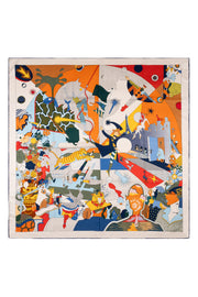 Beyaz Linda Saf Kaşmir Baskılı Eşarp 140x140 cm