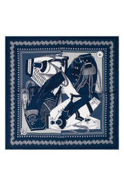 Lacivert Lea Kaşmir Desenli Kare Eşarp 70x70