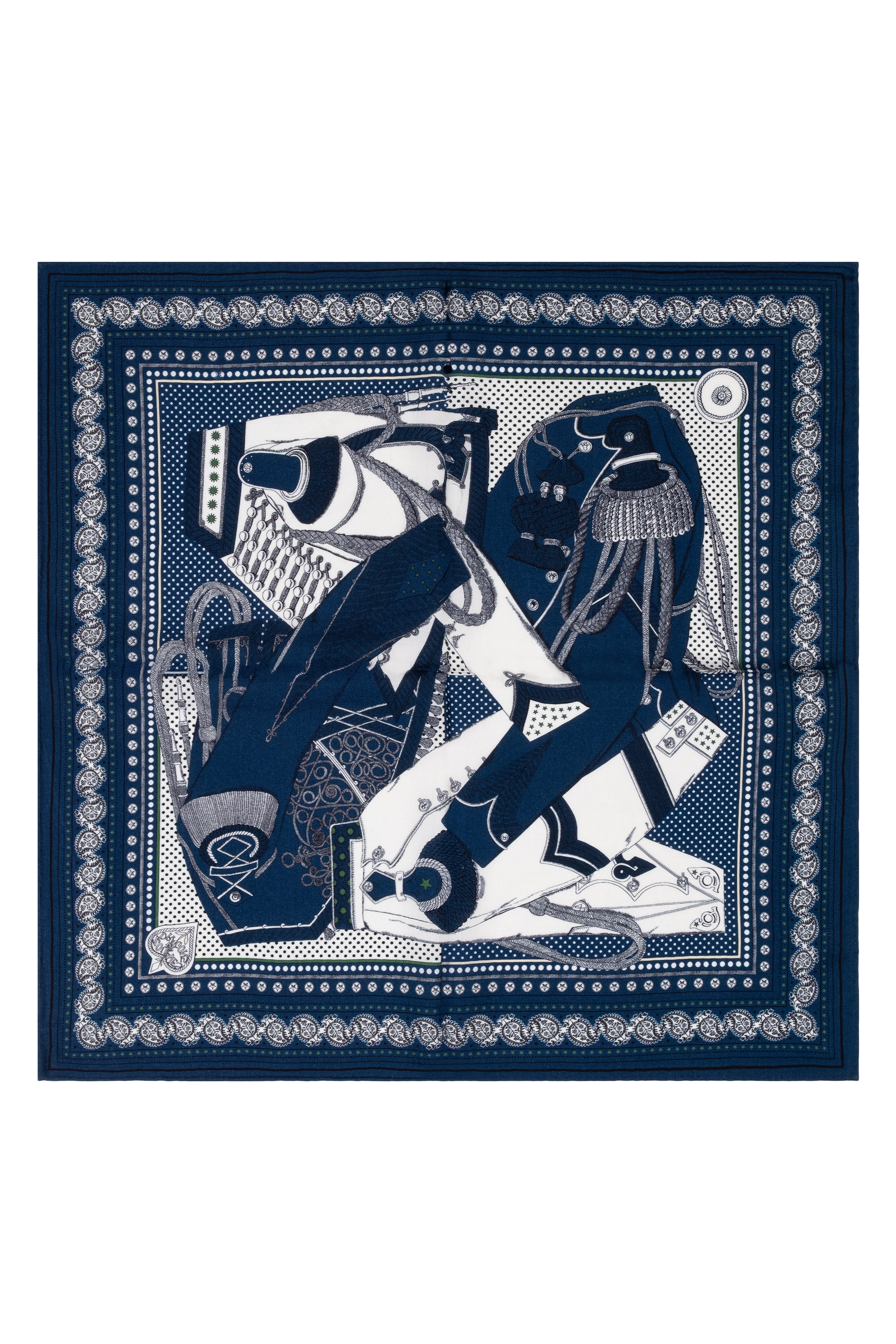 Lacivert Lea Kaşmir Desenli Kare Eşarp 70x70