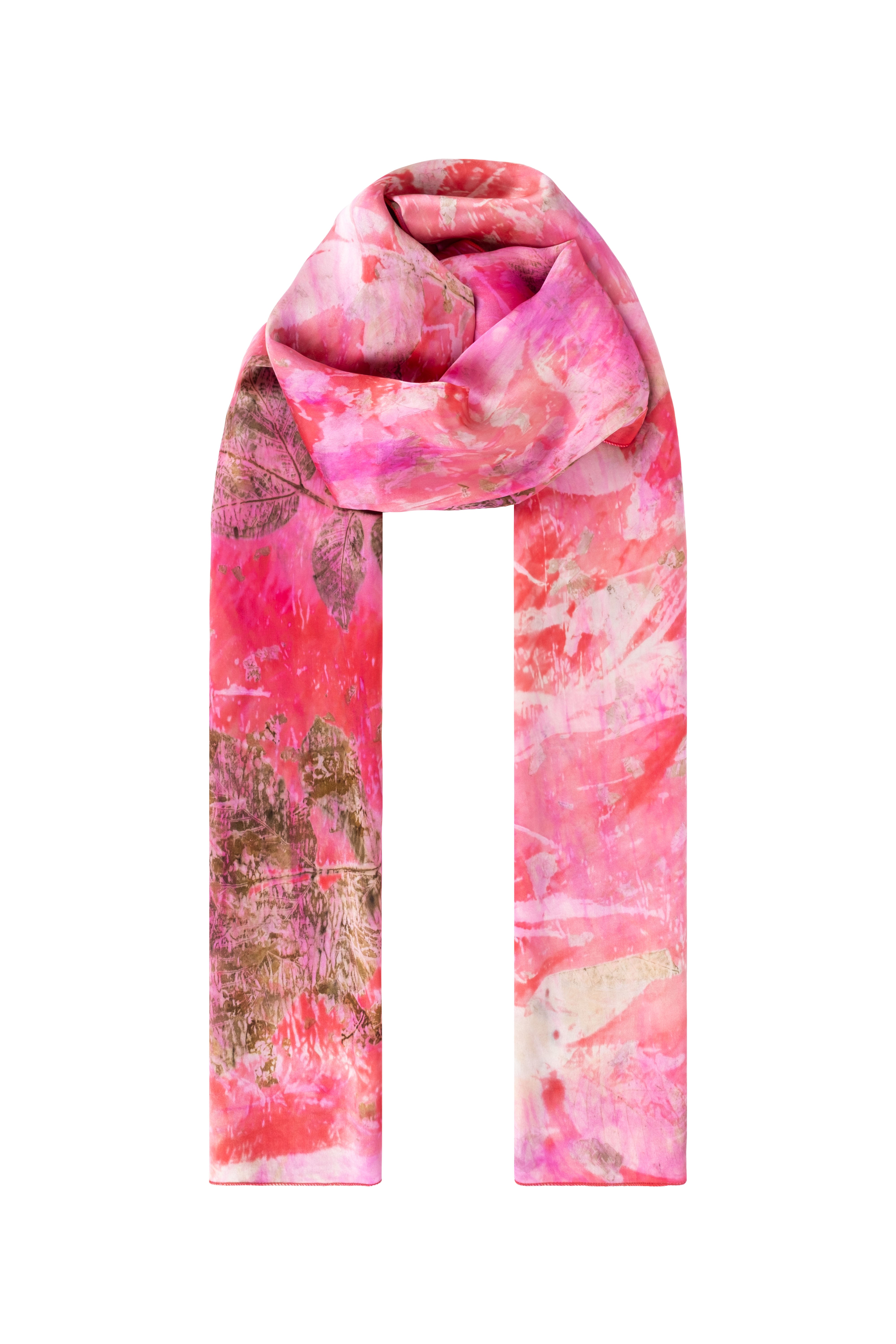 Kırmızı Saf İpek El Baskısı Ekolojik Şal 90 x 200 cm