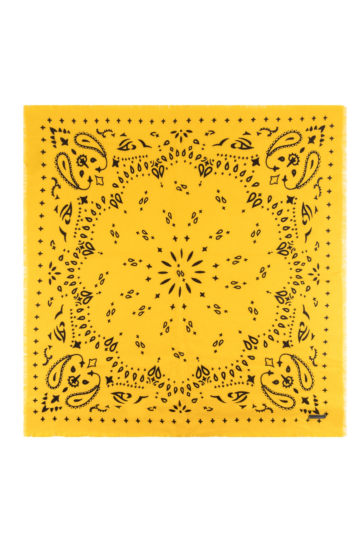 Sarı Jas Desenli Kare Şal 70x70 cm