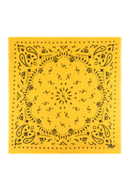 Sarı Jas Desenli Kare Şal 70x70 cm