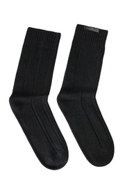 Siyah Saf Kaşmir Ribanalı Kadın Çorap