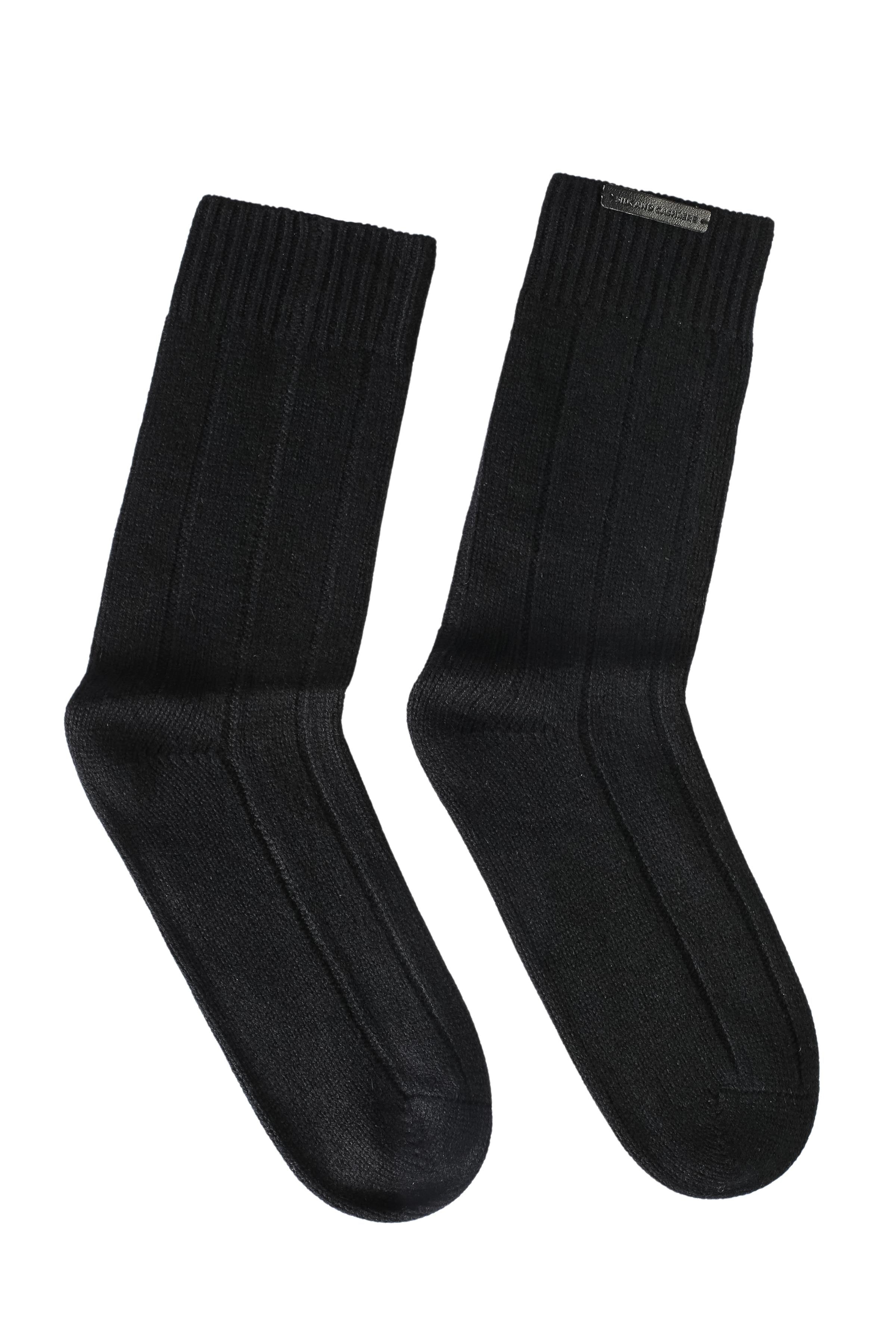 Siyah Saf Kaşmir Ribanalı Kadın Çorap