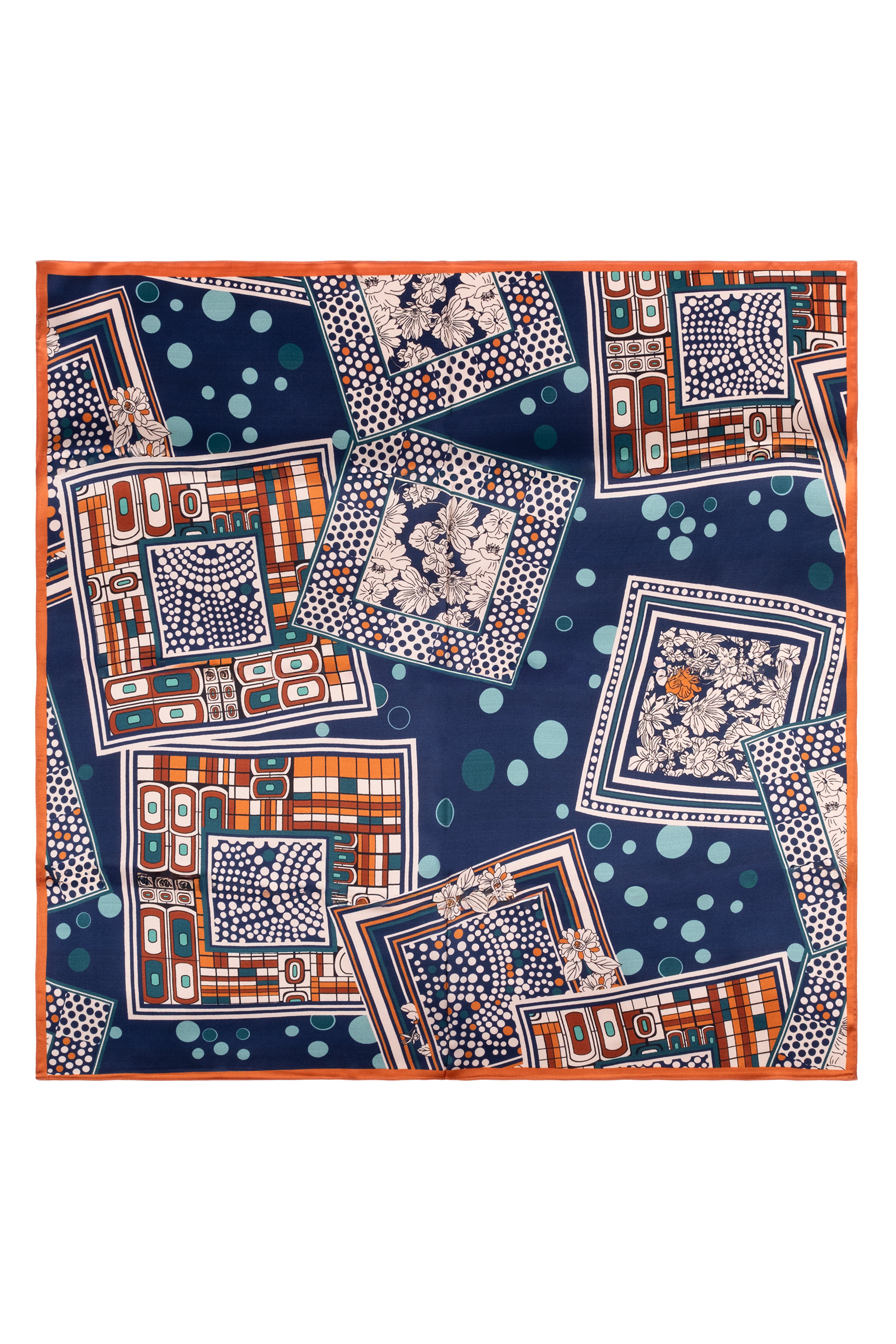 Siyah Lara Saf İpek Desenli Kare Eşarp 90x90 cm