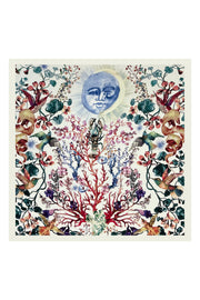 Beyaz Laila Saf İpek Roma Küçük Eşarp 50x50 cm