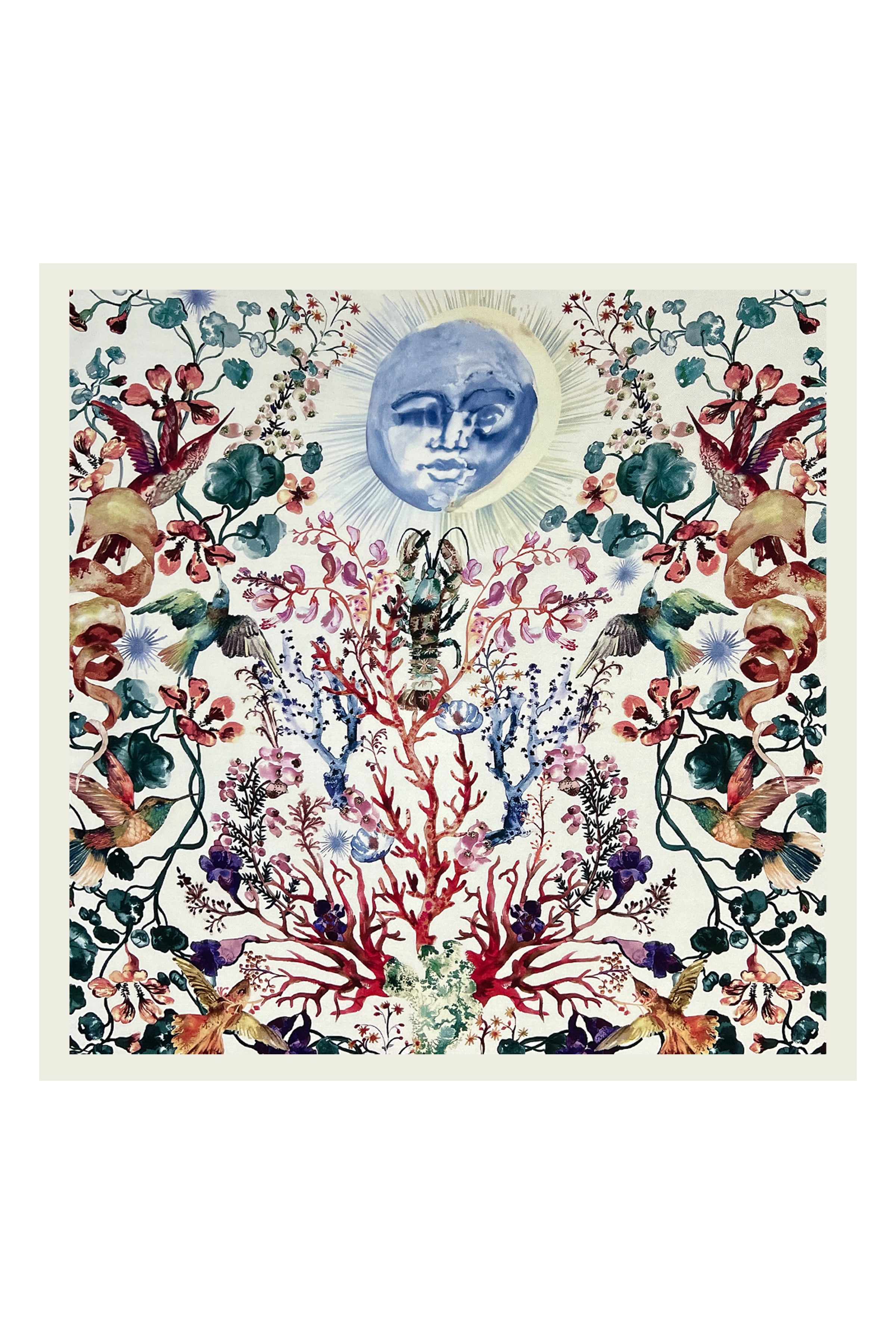 Beyaz Laila Saf İpek Roma Küçük Eşarp 50x50 cm