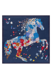 Lacivert Laila Saf İpek Kare Eşarp 50x50 cm